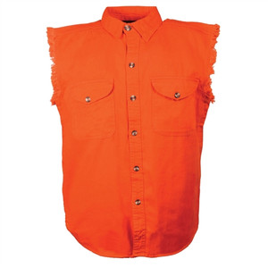 Milwaukee Denim Lightweight Orange Cutoff Motorcycle Vest Milwaukee Denim Lightweight Orange Cutoff Motorcycle Vest