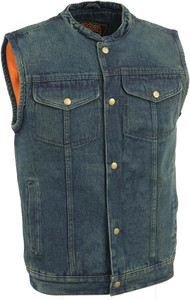 Milwaukee Leather Men's Blue Denim Motorcycle Club Vest with Concealed Carry Pockets and Snap Front Closure Milwaukee Leather Men's Blue Denim Motorcycle Club Vest with Concealed Carry Pockets and Snap Front Closure
