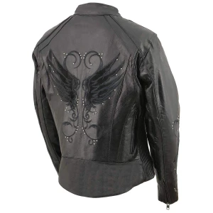 Milwaukee Leather women’s embroidered leather motorcycle jacket