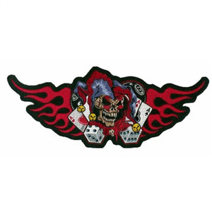 Lethal Threat Patches, Red Flames & Jester Skull Biker Patch Lethal Threat Patches, Red Flames & Jester Skull Biker Patch