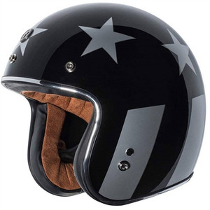 Torc Captain Vegas Retro 3/4 Helmet with Silver Stars & Stripes Glossy Black Shell Torc Captain Vegas Retro 3/4 Helmet with Silver Stars & Stripes Glossy Black Shell