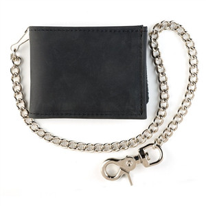 Billfold Black Leather Chain Wallet Made in USA Billfold Black Leather Chain Wallet Made in USA