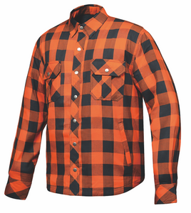 Unik Orange & Black Flannel Motorcycle Armored Shirt with Removable CE Armor and Concealed Carry Pockets Unik Orange & Black Flannel Motorcycle Armored Shirt with Removable CE Armor and Concealed Carry Pockets
