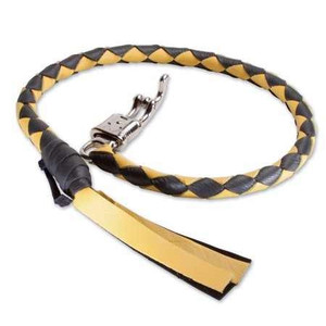 Black and gold motorcycle get back whip braided leather Black and gold motorcycle get back whip braided leather