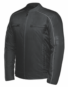 Men's Black Nylon Motorcycle Jacket w/ Reflective Men's Black Nylon Motorcycle Jacket w/ Reflective