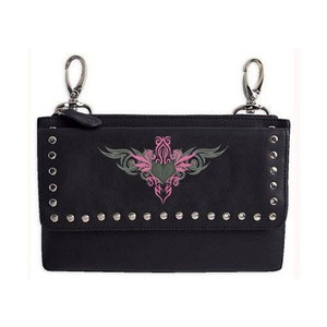 Unik Biker Leather Hip Purse – Black Genuine Leather with Studded Tribal Purple Heart Design Unik Biker Leather Hip Purse – Black Genuine Leather with Studded Tribal Purple Heart Design