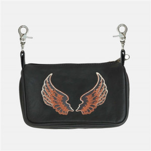 Small Biker Leather "Hip Purse" Belt Bag - Angel Wings Small Biker Leather "Hip Purse" Belt Bag - Angel Wings