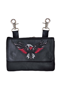 Ladies Leather Biker Purse w/ Red Eagle Design Ladies Leather Biker Purse w/ Red Eagle Design