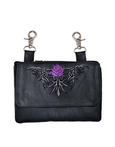 Ladies Biker Purse w/ Purple Rose & Belt Clip Ladies Biker Purse w/ Purple Rose & Belt Clip