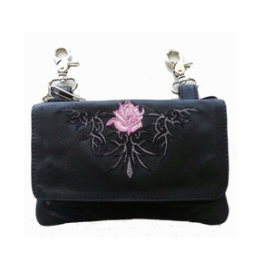 Biker Leather "Hip Purse" - Pink Tribal Rose Biker Leather "Hip Purse" - Pink Tribal Rose