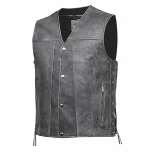 Tombstone Gray Leather Motorcycle Vest by Unik