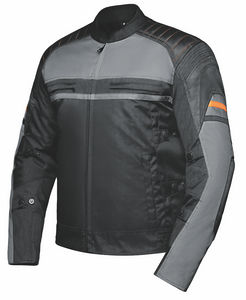 Unik Men's Textile Armor Motorcycle Jacket front view with reflective piping Unik Men's Textile Armor Motorcycle Jacket front view with reflective piping