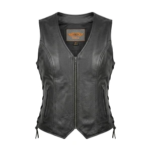 Unik Women's Zip-Front Motorcycle Vest with Concealed Carry Pocket