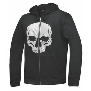 Derringer by Unik Reflective Skull Zip-Up Biker Hoodie – Black Cotton Blend with Skull Graphics Derringer by Unik Reflective Skull Zip-Up Biker Hoodie – Black Cotton Blend with Skull Graphics