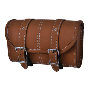 Unik light brown leather motorcycle tool bag with quick-release buckles Unik light brown leather motorcycle tool bag with quick-release buckles