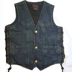 Kids Blue Denim Motorcycle Vest, Side Lace - Classic Biker Style Kids Blue Denim Motorcycle Vest, Side Lace - Classic Biker Style