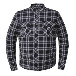 Unik Black & White Check Flannel Armored Motorcycle Shirt with REMOVABLE CE Armor and Zip-Snap Front Closure Unik Black & White Check Flannel Armored Motorcycle Shirt with REMOVABLE CE Armor and Zip-Snap Front Closure