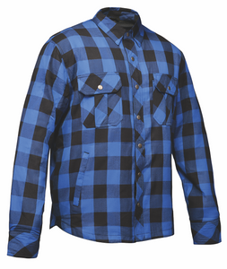 Men's Blue & Black Armored Flannel Riding Jacket Men's Blue & Black Armored Flannel Riding Jacket