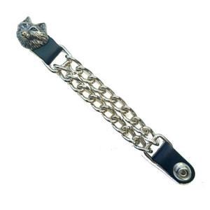 Leather Motorcycle Vest Extenders: Wolf Head Leather Motorcycle Vest Extenders: Wolf Head