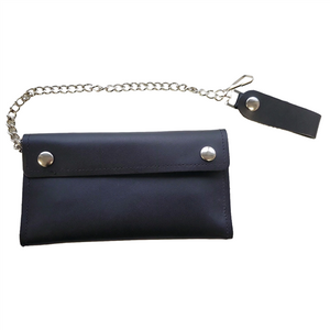 Men's XL Black Leather Chain Wallet w/ Card Organizer, 8'' XL Men's XL Black Leather Chain Wallet w/ Card Organizer, 8'' XL