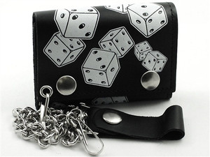 Biker Leather Chain Wallet With Dice Biker Leather Chain Wallet With Dice