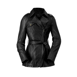 Whet Blu Women's Mid-Length Black Leather Jacket – Premium Lambskin with Asymmetrical Zipper Whet Blu Women's Mid-Length Black Leather Jacket – Premium Lambskin with Asymmetrical Zipper