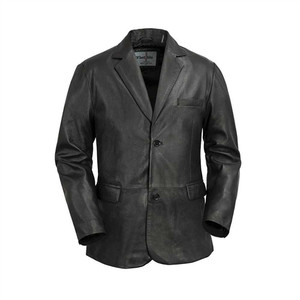 WhetBlu Men's Black Lambskin Leather Blazer WhetBlu Men's Black Lambskin Leather Blazer