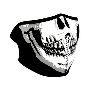Glow-in-the-Dark Skull Motorcycle Mask featuring a black and white skull design on neoprene material Glow-in-the-Dark Skull Motorcycle Mask featuring a black and white skull design on neoprene material