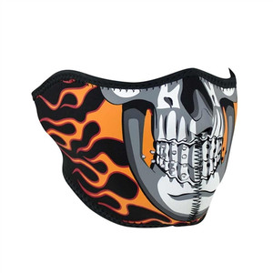 Burning Skull Half Motorcycle Face Mask, Neoprene Burning Skull Half Motorcycle Face Mask, Neoprene