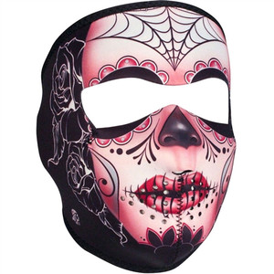 Full Face Sugar Skull Face Mask for Ladies – Neoprene Motorcycle Mask with Velcro Closure Full Face Sugar Skull Face Mask for Ladies – Neoprene Motorcycle Mask with Velcro Closure