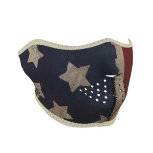 Patriot Half Motorcycle Mask with American flag design, neoprene material, and Velcro closure Patriot Half Motorcycle Mask with American flag design, neoprene material, and Velcro closure