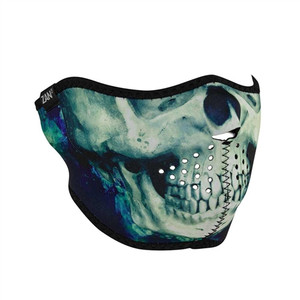 Half Motorcycle Face Mask: Painted Skull Half Motorcycle Face Mask: Painted Skull