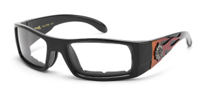 Choppers photochromatic biker glasses with red flame design and UV400 protection Choppers photochromatic biker glasses with red flame design and UV400 protection