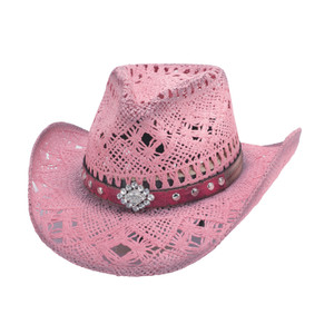 Bullhide Pink Straw Western Hat with Rhinestone Studded Band Bullhide Pink Straw Western Hat with Rhinestone Studded Band