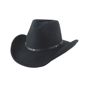 Bullhide Arlington black wool cowboy hat featuring pinchfront crown and studded leather hatband Bullhide Arlington black wool cowboy hat featuring pinchfront crown and studded leather hatband
