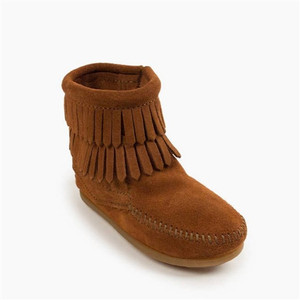Girls Minnetonka Moccasins - Brown Suede Fringe Boot Girls Minnetonka Moccasins - Brown Suede Fringe Boot