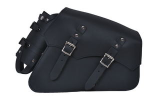 Genuine Leather Left Side Motorcycle Swing Arm Bag w/ Bottle Holder Genuine Leather Left Side Motorcycle Swing Arm Bag w/ Bottle Holder
