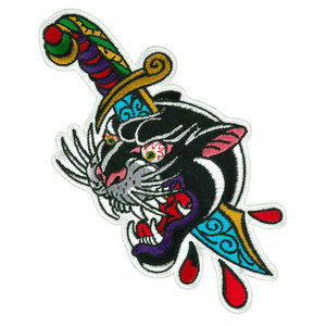 Hot Leathers 8" Panther Knife Tattoo Patch Hot Leathers 8" Panther Knife Tattoo Patch