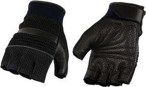 Milwaukee Leather MG7504 Men's Perforated Mesh Fingerless Motorcycle Gloves W/ Reflective Piping Milwaukee Leather MG7504 Men's Perforated Mesh Fingerless Motorcycle Gloves W/ Reflective Piping