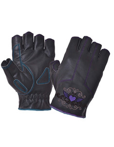 Ladies Purple Heart Leather Fingerless Motorcycle Gloves Ladies Purple Heart Leather Fingerless Motorcycle Gloves