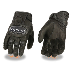Milwaukee Leather perforated leather hard-knuckle motorcycle gloves – front view with breathable design and secure wrist closure Milwaukee Leather perforated leather hard-knuckle motorcycle gloves – front view with breathable design and secure wrist closure