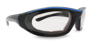 Transitional lens motorcycle glasses with blue frame and UV protection Transitional lens motorcycle glasses with blue frame and UV protection