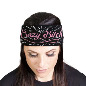 Milwaukee Crazy Bitch Biker Headband w/ Rhinestones Milwaukee Crazy Bitch Biker Headband w/ Rhinestones