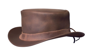 Men's Brown Leather Top Hat Men's Brown Leather Top Hat