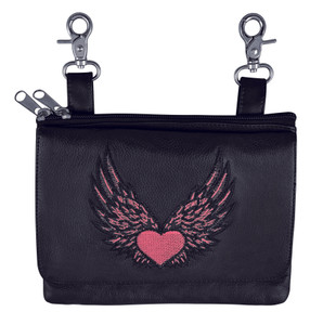 Winged Pink Heart Motorcycle Riding Purse with genuine cowhide leather and concealed carry holster Winged Pink Heart Motorcycle Riding Purse with genuine cowhide leather and concealed carry holster