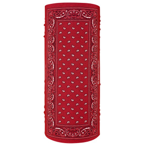 Red Paisley Bandanna Neck Gaiter Mask featuring classic paisley pattern on red fabric, designed for motorcycle riders Red Paisley Bandanna Neck Gaiter Mask featuring classic paisley pattern on red fabric, designed for motorcycle riders