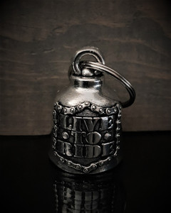 Live To Ride pewter biker bell featuring Live To Ride banner and attachment ring Live To Ride pewter biker bell featuring Live To Ride banner and attachment ring
