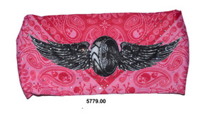 Rhinestone Flying Wheel Pink Biker Head Band Rhinestone Flying Wheel Pink Biker Head Band