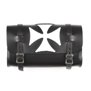 White Iron Cross Leather Motorcycle Tool Bag White Iron Cross Leather Motorcycle Tool Bag