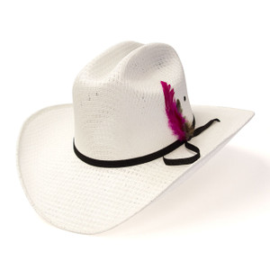 Kids White Straw Western Hat with Feather Kids White Straw Western Hat with Feather
